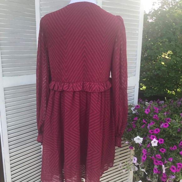 NWOT-ASOS mini babydoll smock dress in chevron - Picture 6 of 8